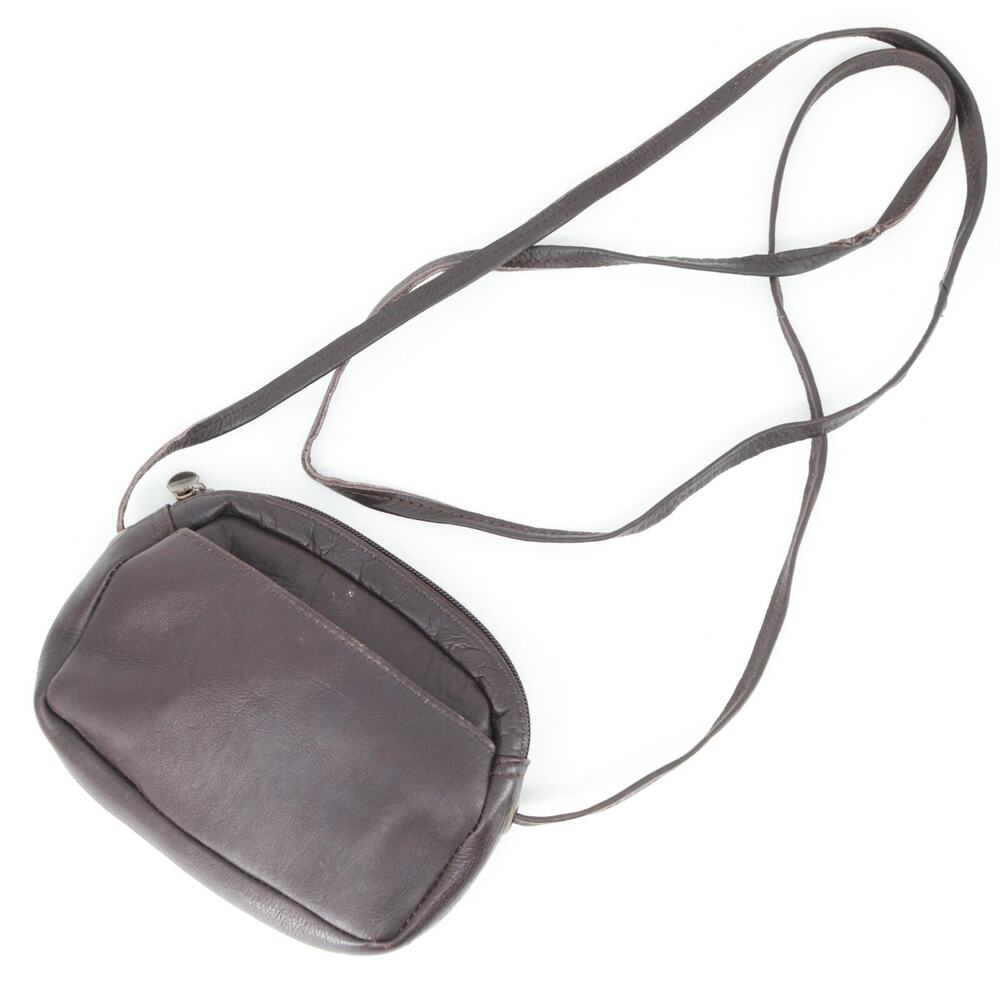 Perfect Travel Crossbody Handbag Small Brown Genuine Leather Pouch Bag Unlined